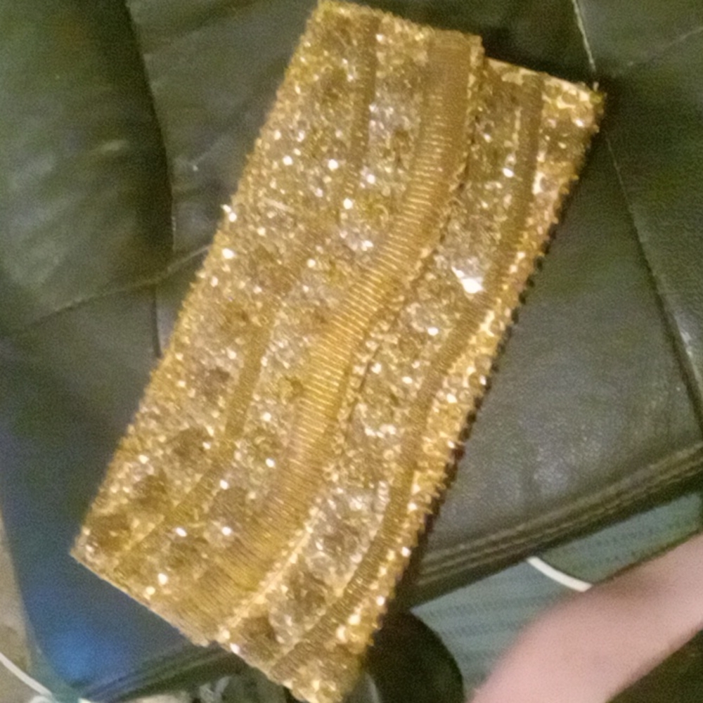 Gold clutch bag